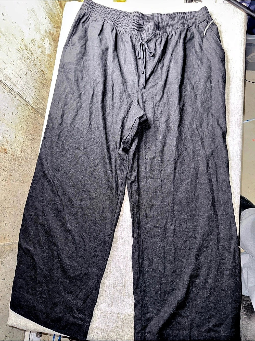 A New Day Black Linen Blend Wide Leg Pull-On Pants 1X NWOT